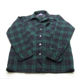 Pendleton Wool Flannel Mens Medium Black Watch Loop Collar USA Board VTG 50s 60s